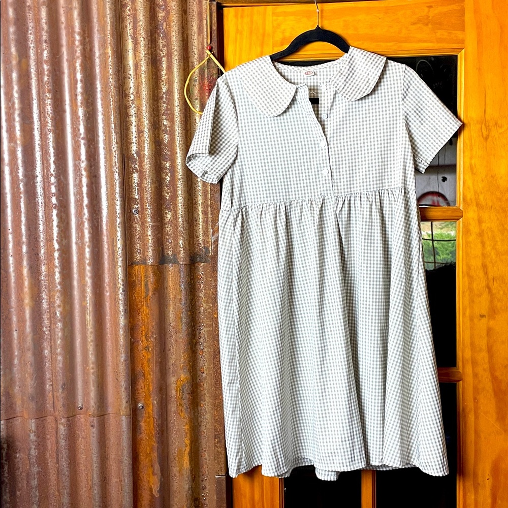 SHEIN Gray Gingham Midi Dress